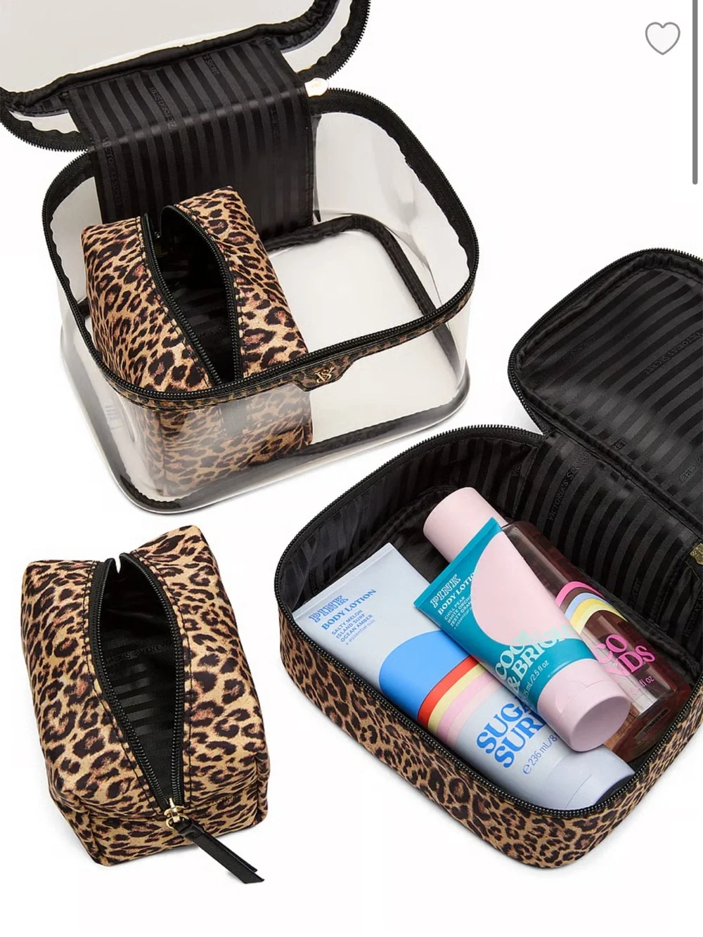 Victorias Secret Cheetah Print Makeup Bag Set